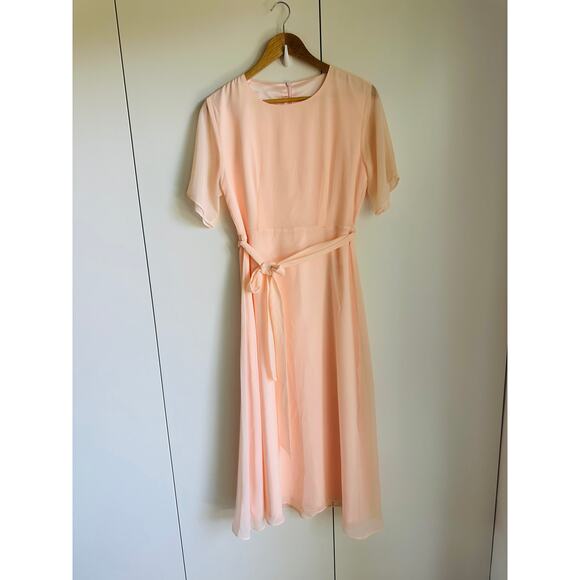Women's Vintage Dress Peach Romantic Ethereal Coquette Size Med Flowy - Picture 6 of 6